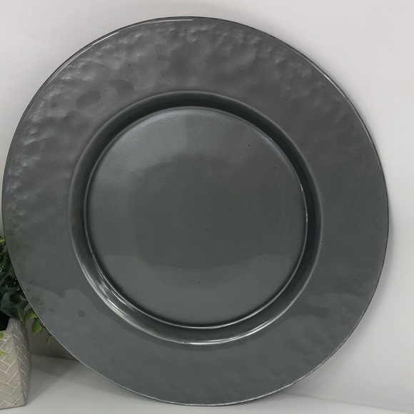 SET of 3 Pcs Pottery Barn 13”Shimmering Gray Tones Hammered Heavy Glass - Picture 15 of 15